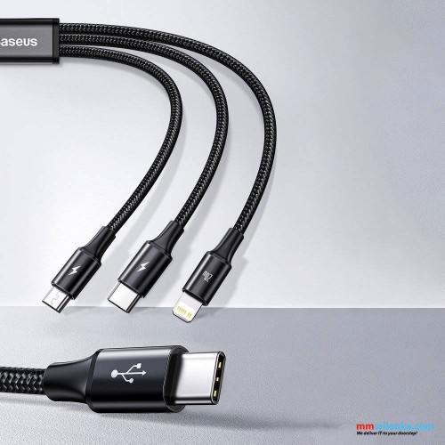 Baseus Rapid Series 3-in-1 Fast Charging Data Cable Type-C to  C+L+C PD 20W 1.5m